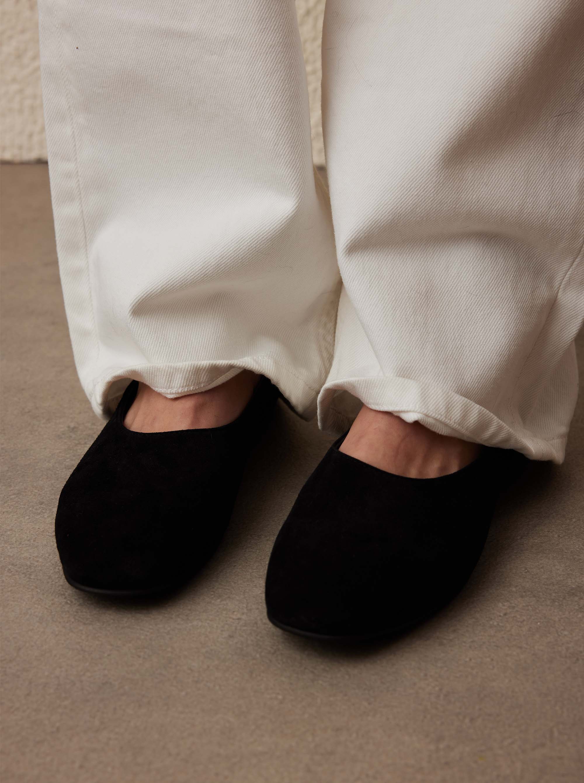 Manu Ballet Flats With Cross Over Ankle Strap Black Suede - Image 3