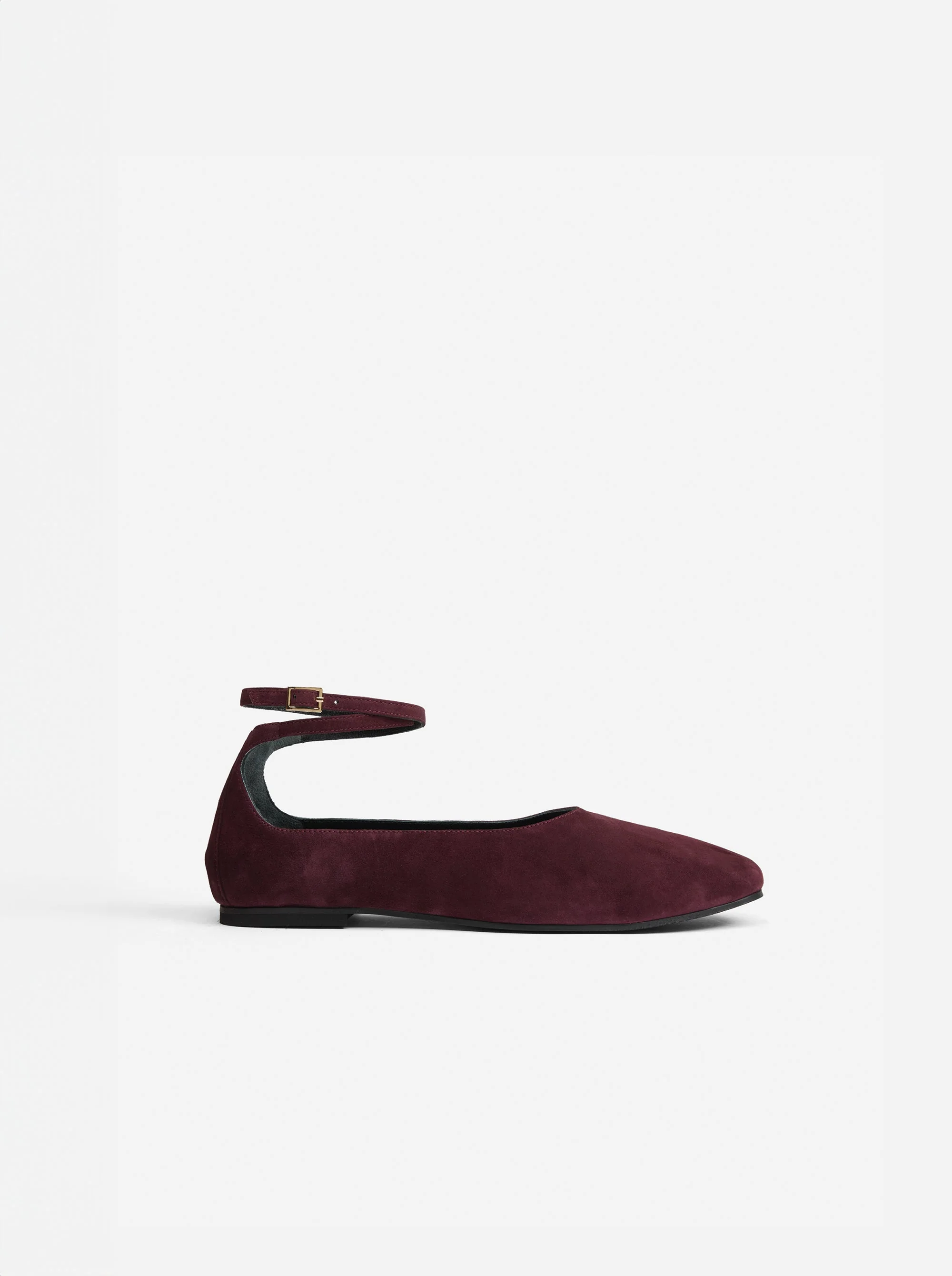 Manu Ballet Flats With Cross Over Ankle Strap Merlot Suede