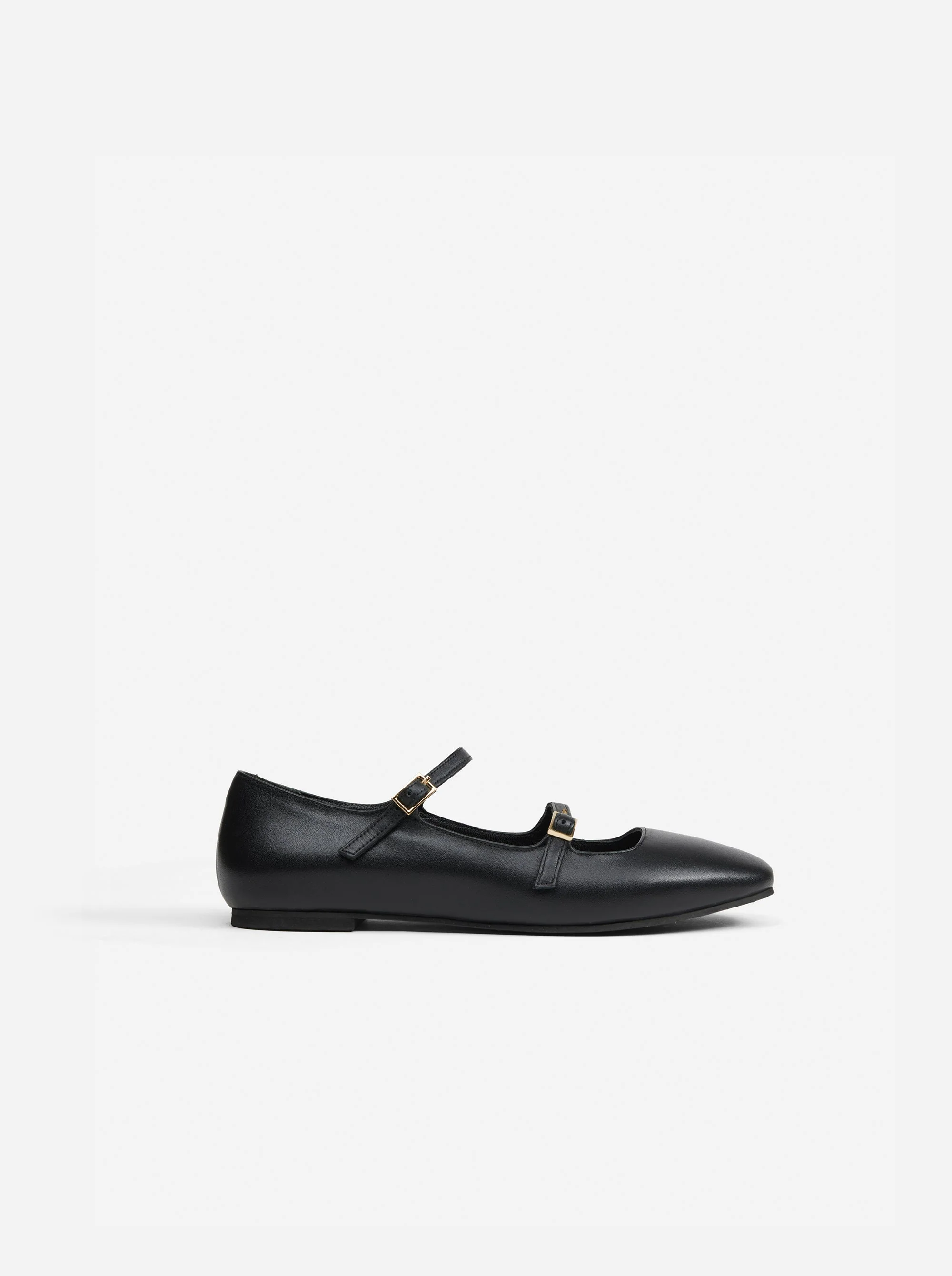 Manu Ballet Flats With Double Belt Black Soft