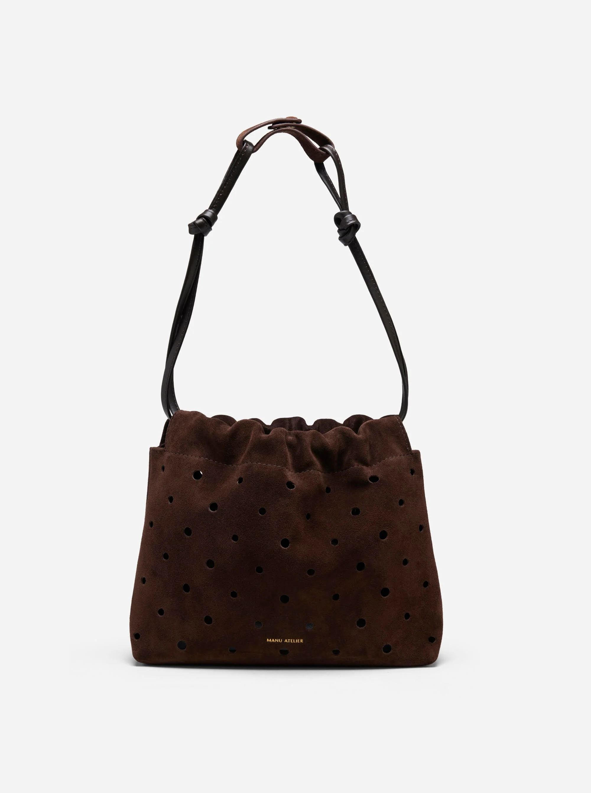 Romy Pouch Perforated Deep Brown Suede